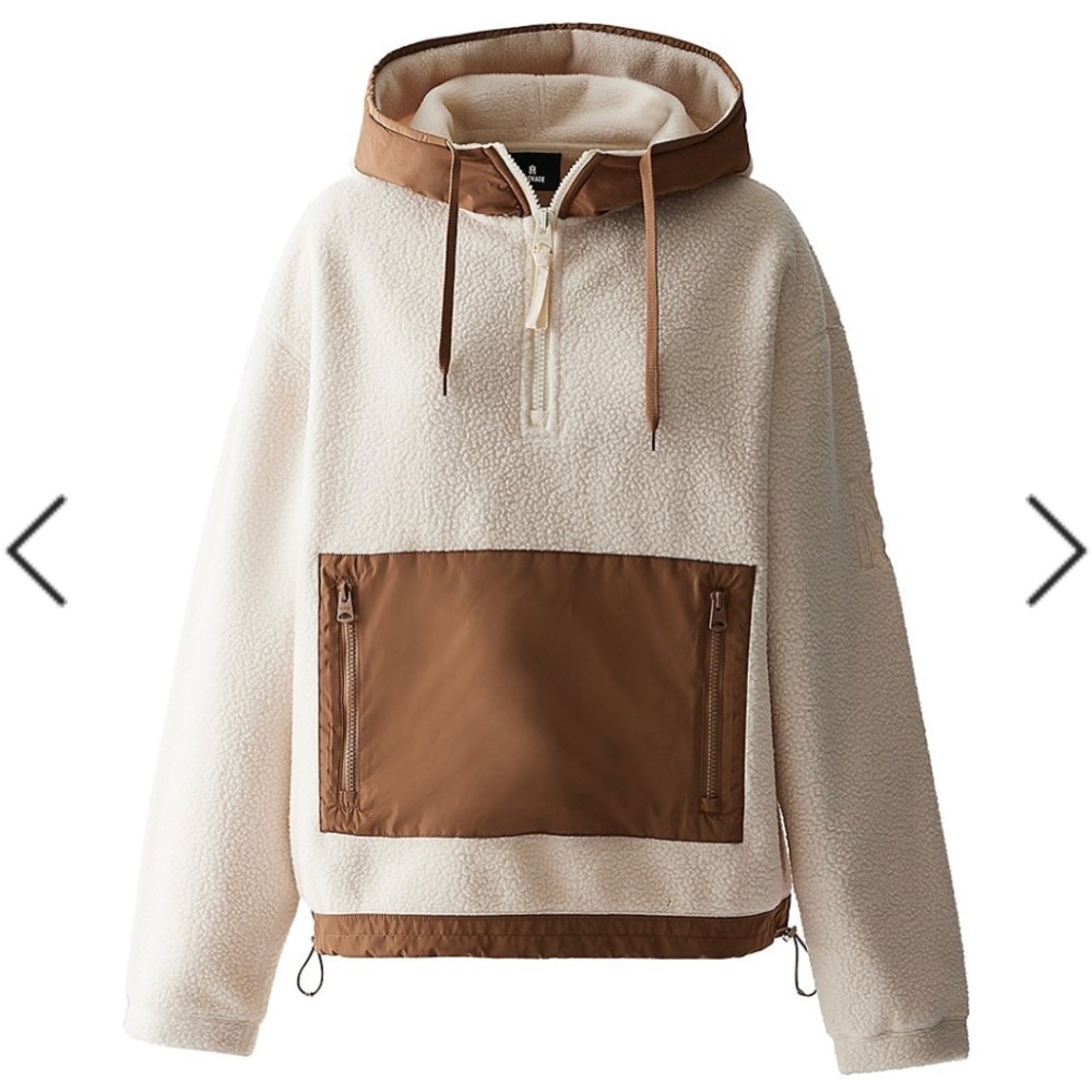 Mackage TIGER FAUX-SHEARLING HOODIE SWEATSHIRT IN CREAM Small